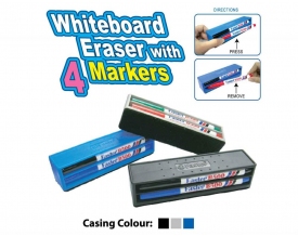 │WBE-F-SET2│MAGNETIC WHITEBOARD ERASER WITH 4 MARKERS 